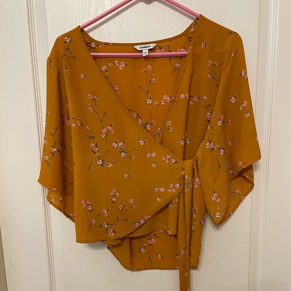 Express Floral Wrap Top
